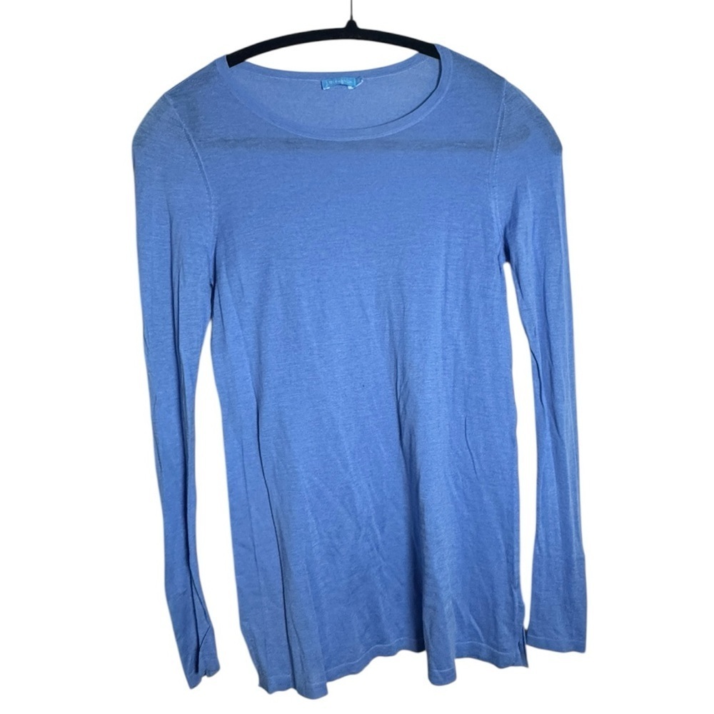 J McLaughlin Silk Cotton Blue Long Sleeve Women's Top